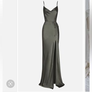 Shona Joy Bias Cut Cowl Neck Gown - Olive
